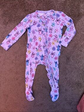 Posh Peanut x Disney Rufflebutt Stitch Footed Bamboo Sleeper 3-6M Purple